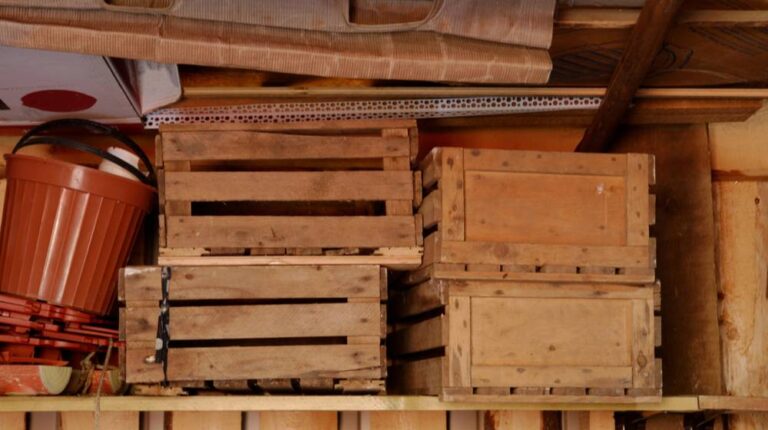wooden-boxes-on-shelf-barn | Easy DIY Rolling Storage Crates | storage ideas | Featured