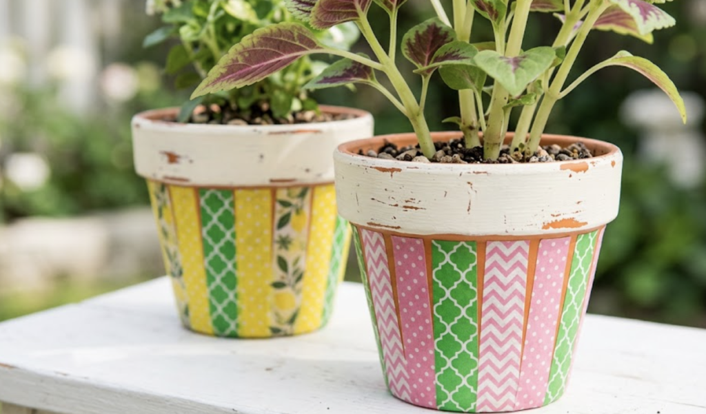 Washi Tape Plant Pot