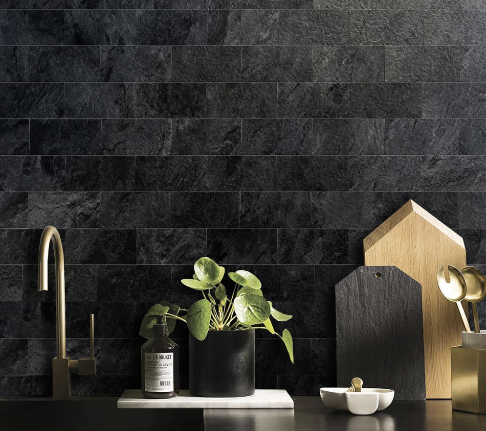 backsplash tiles kitchen black matte