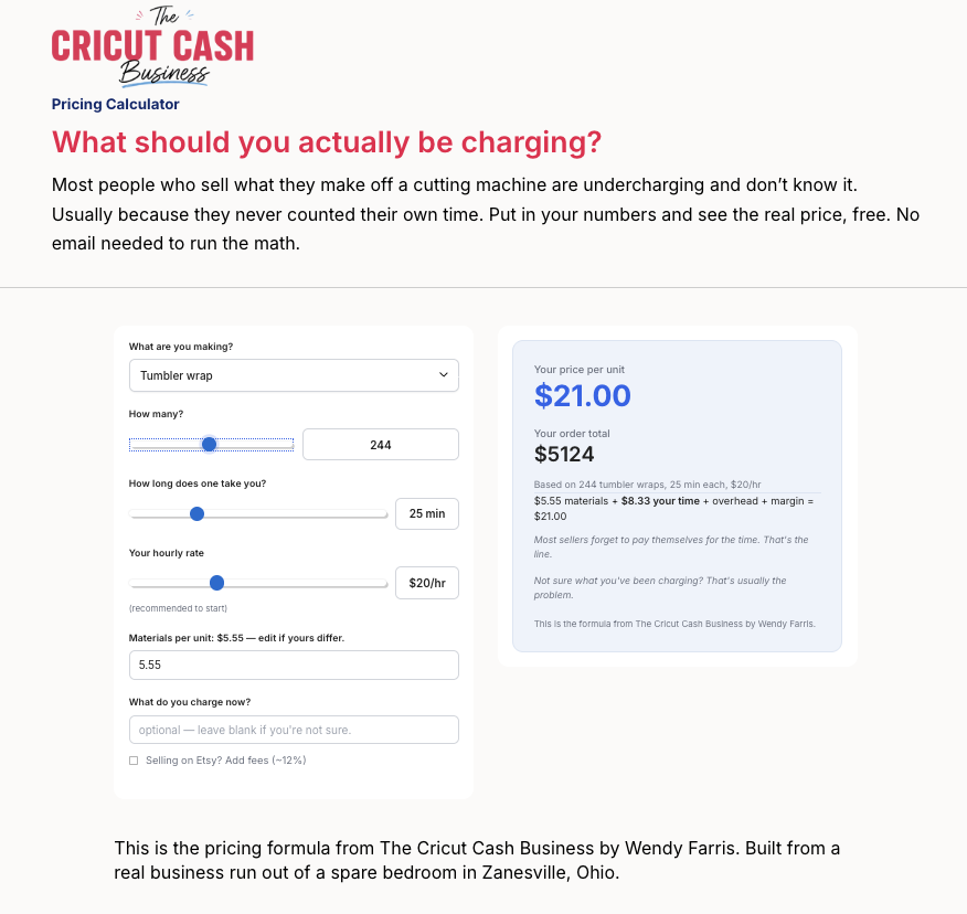 Free Cricut Pricing Calculator 2026 How Much to Charge for Orders Latest Updated DIY Projects
