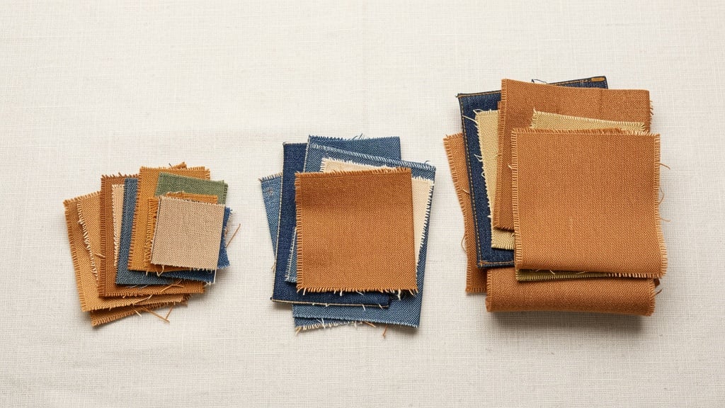 upcycled craft ideas — sorted fabric scraps flat lay