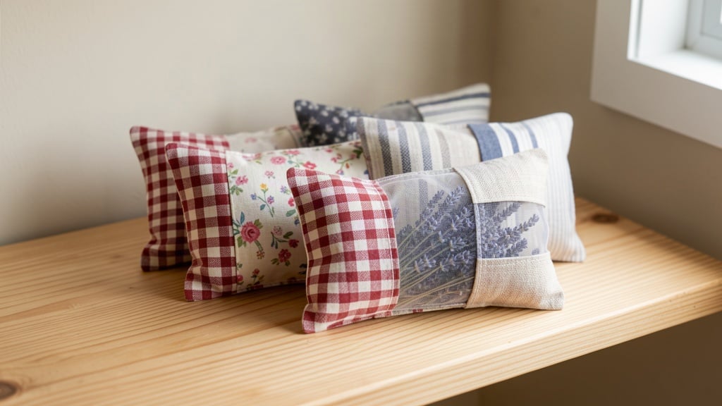 upcycled craft ideas — hand-sewn lavender sachet from fabric scraps